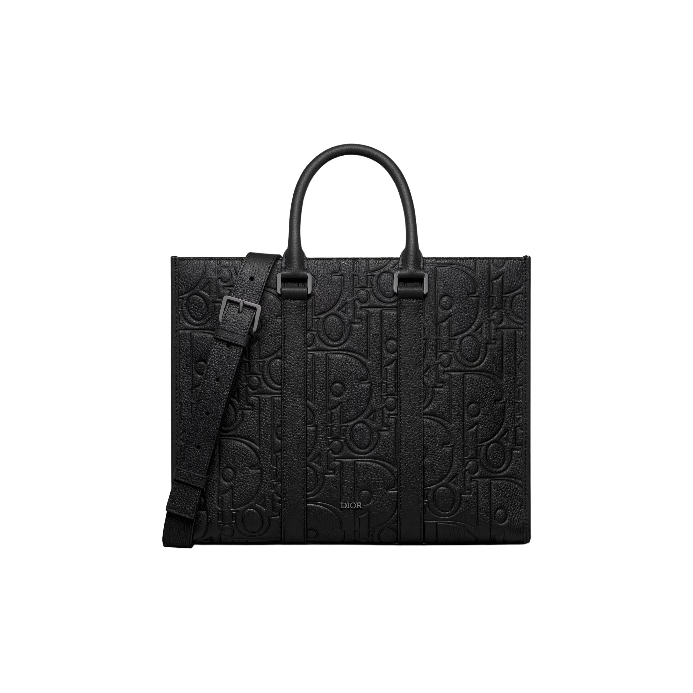 DIOR Cow Leather Shoulder Bag Crossbody Bag Handbag Medium Size Men's Black