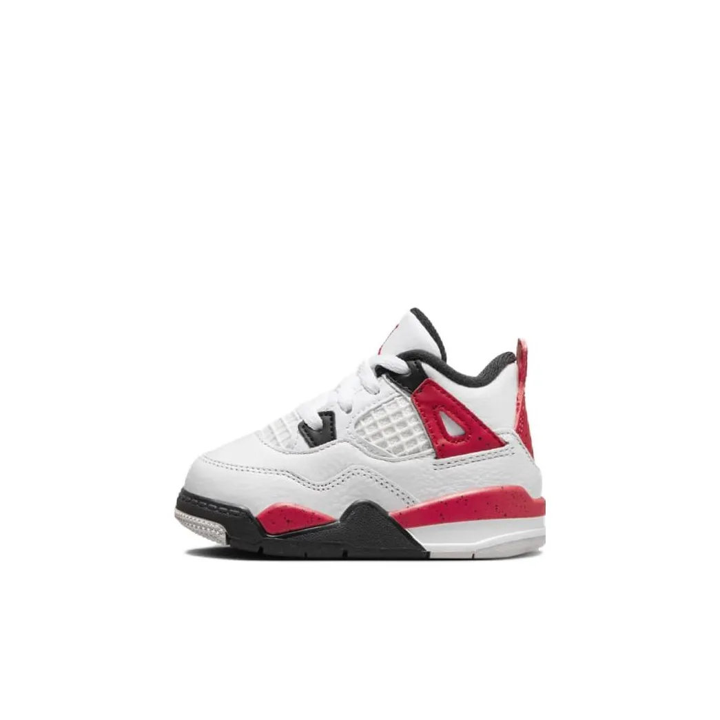 Jordan Air Джордан 4 Устойчивый к истиранию MID Топ Обувь для малышей Красно-белый Infant And Toddler