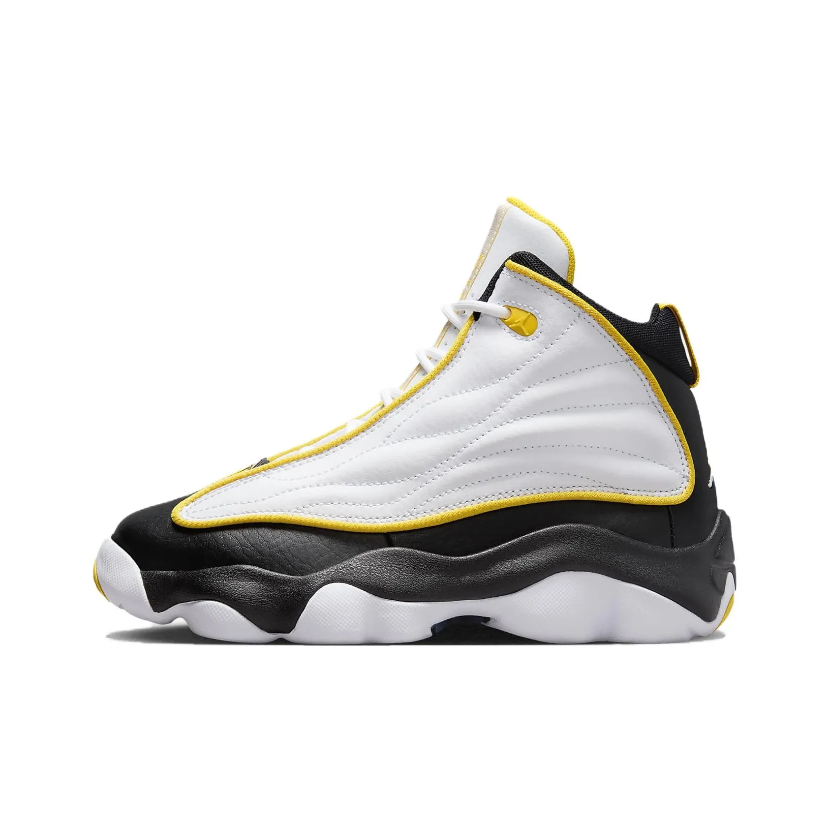 Jordan Pro Strong Shock Absorbers Slip Resistant High Top Children's Basketball Shoes Teenagers Black White Yellow