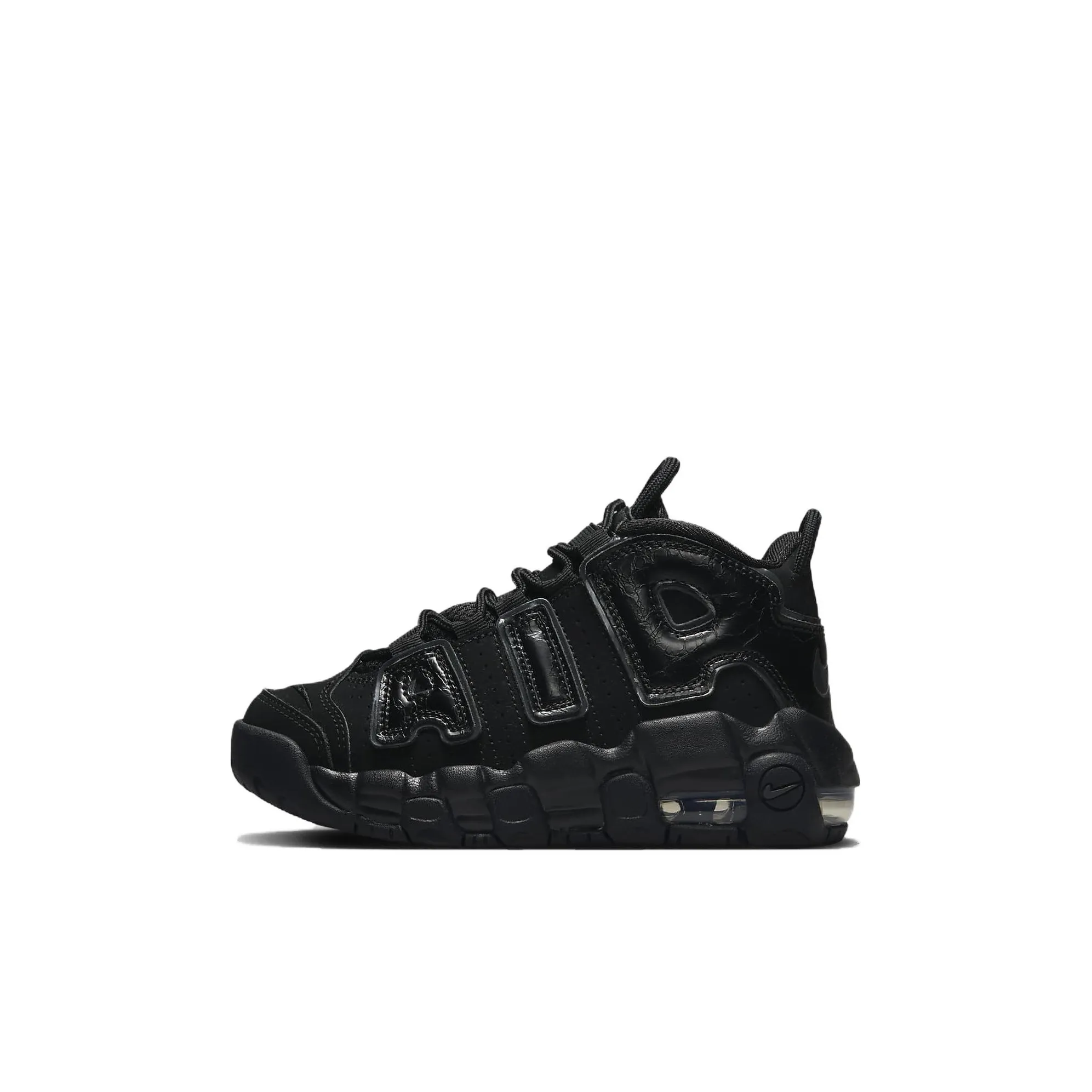 Nike Air More Uptempo Slip-resistant Abrasion-resistant MID Баскетбольные кроссовки Top Черные Детские