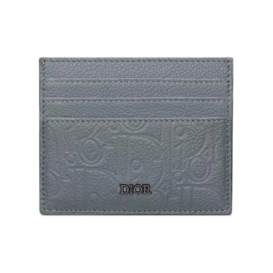 DIOR Коровья кожа Держатель для карт Унисекс Темно-серый