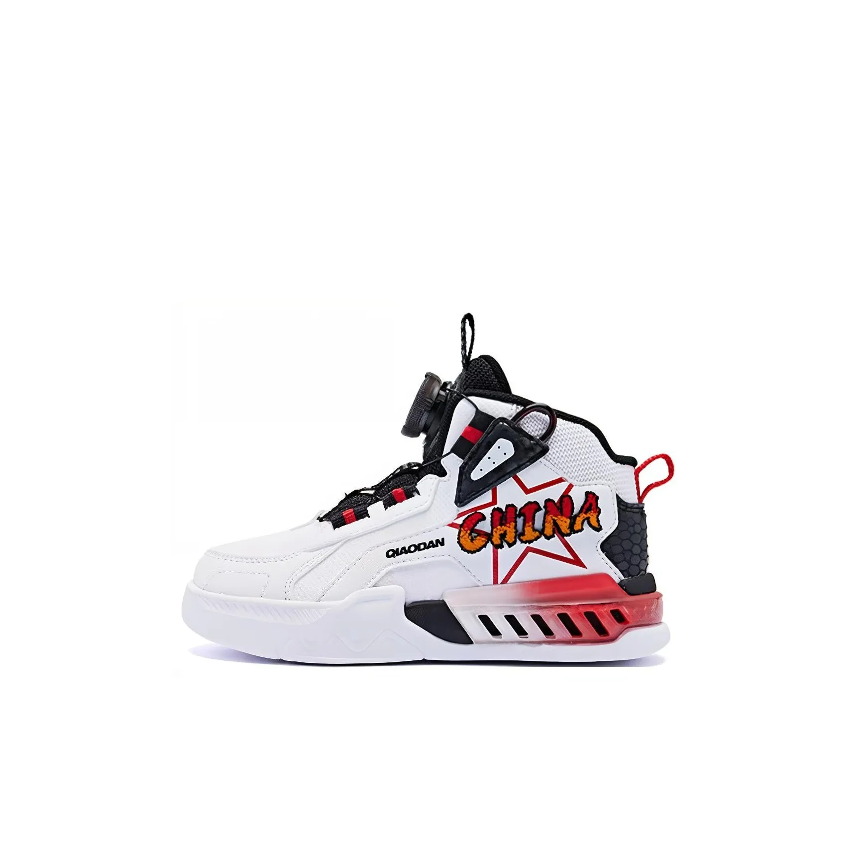 QIAODAN Износостойкие Высокие Кеды для Детей Lifestyle Shoes Белый Красный Дети Возраст 3-7 лет