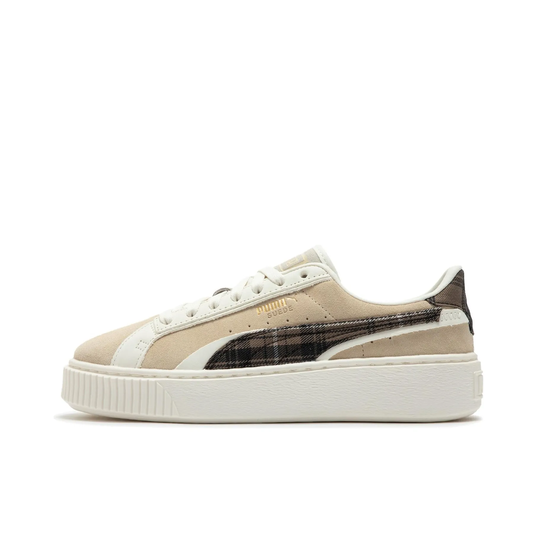 PUMA Suede Platform Cushioning Wear Resistant Low Top Skateboard Shoes Women's Almond
