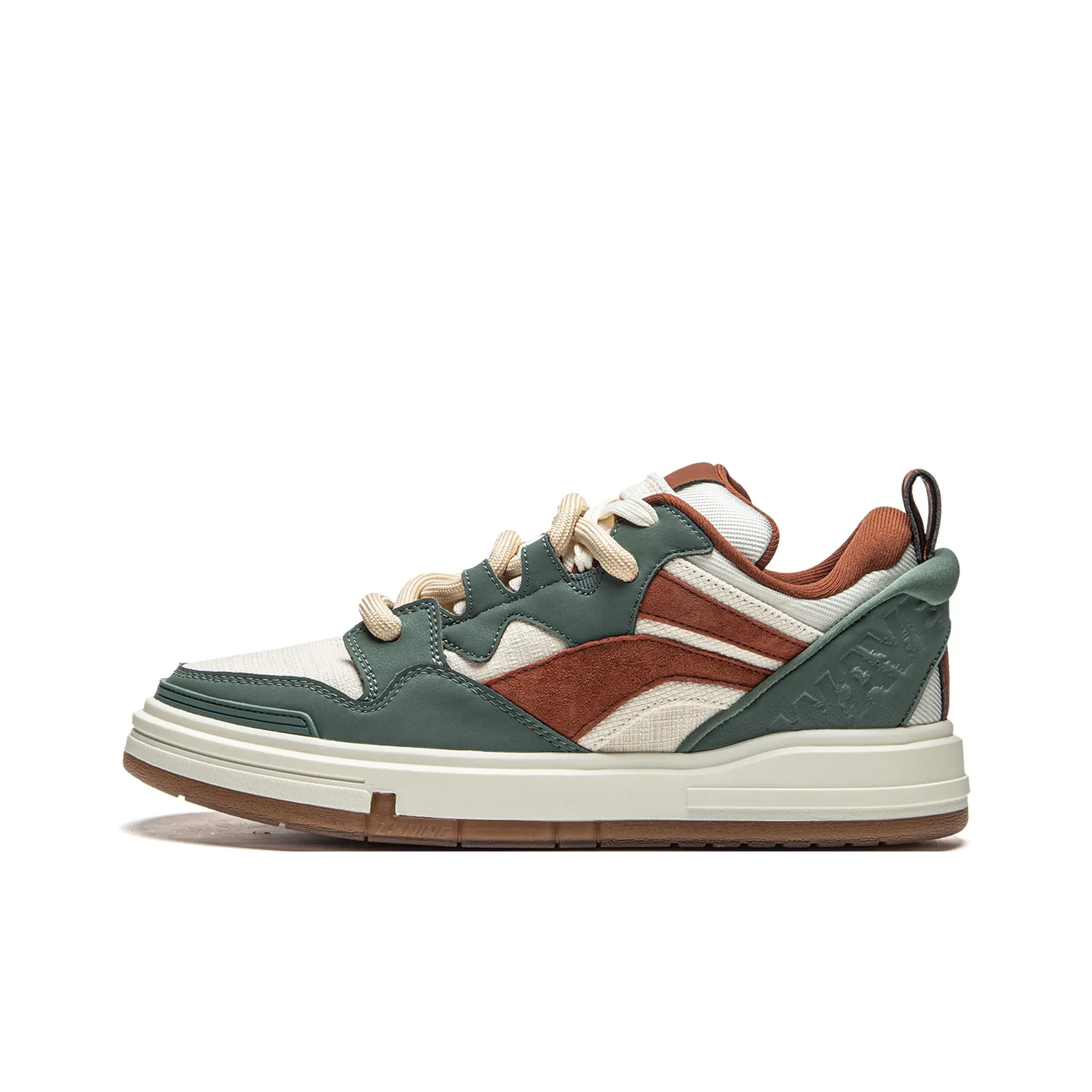 LiNing Slip Resistant Cushioning Abrasion Resistant Low Top Skateboard Shoes Squad Men's Green White Brown