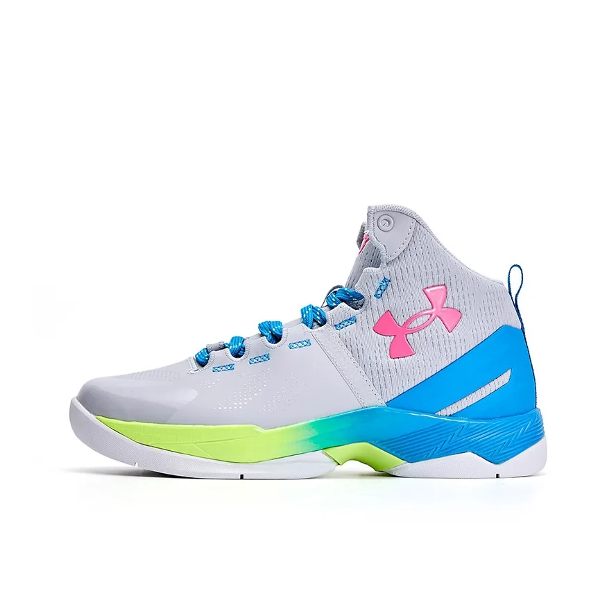 Under Armour Curry 2 Амортизация Высокий Топ Детские Баскетбольные Кроссовки Серый