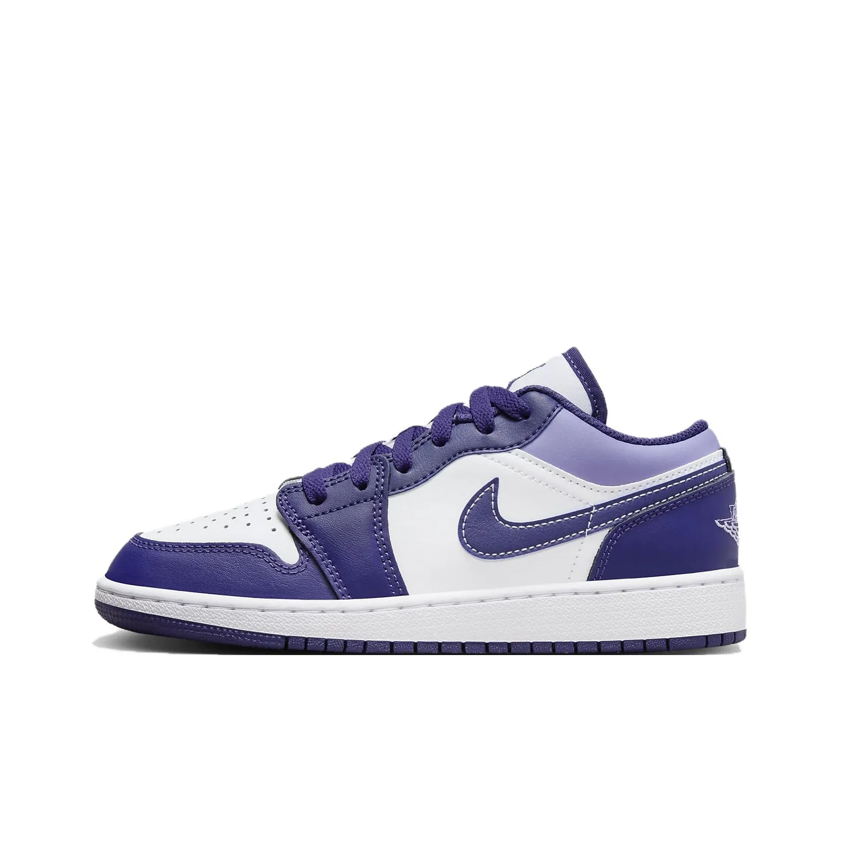 Jordan Air Jordan 1 Детские баскетбольные кроссовки Low Топ Фиолетовый Белый Унисекс
