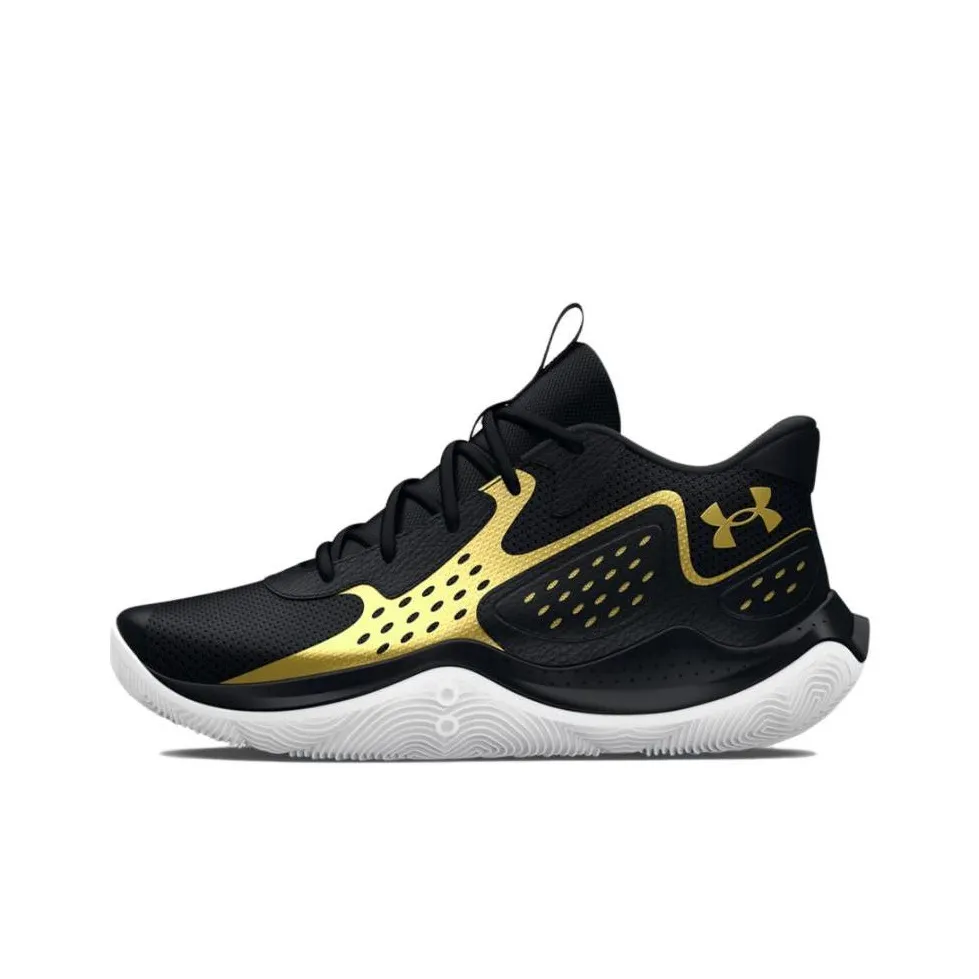 Under Armour GS JET '23 Abrasion Resistant Low Top Children's Basketball Shoes Black Gold Teenagers