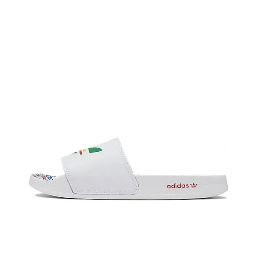 Adidas Adilette Slides Anti Slip Wear Resistant Kids' Slippers White Teenagers