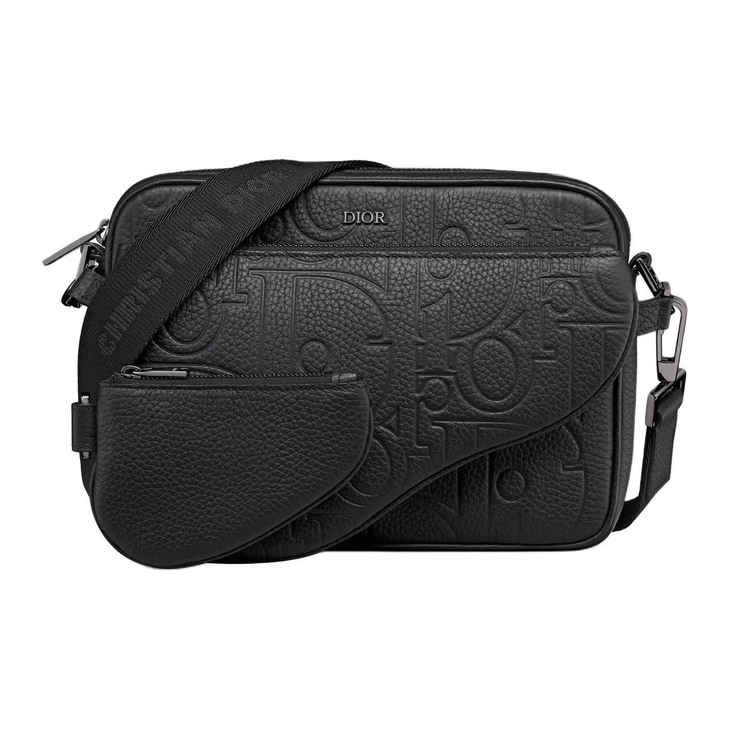 DIOR Cow Leather Shoulder Bag Crossbody Bag Unisex Black
