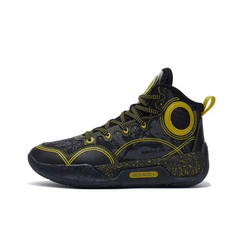 LINING YOUNG Износостойкие Высокие Детские Баскетбольные Кроссовки Черные