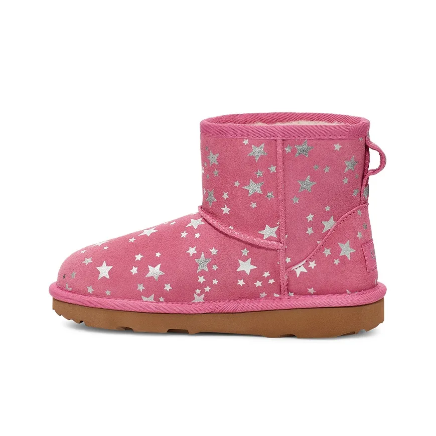 UGG CLASSIC MINI Звезды Теплоизоляционный Устойчивый к истиранию Противоскользящий Сноубутсы Дикая ягода Подростки