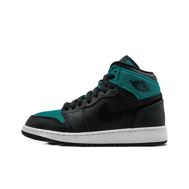 Jordan Air Jordan 1 Ретро High Rio Бирюзовый High Топ Детские Баскетбольные Кроссовки Черный Зеленый Подростковые