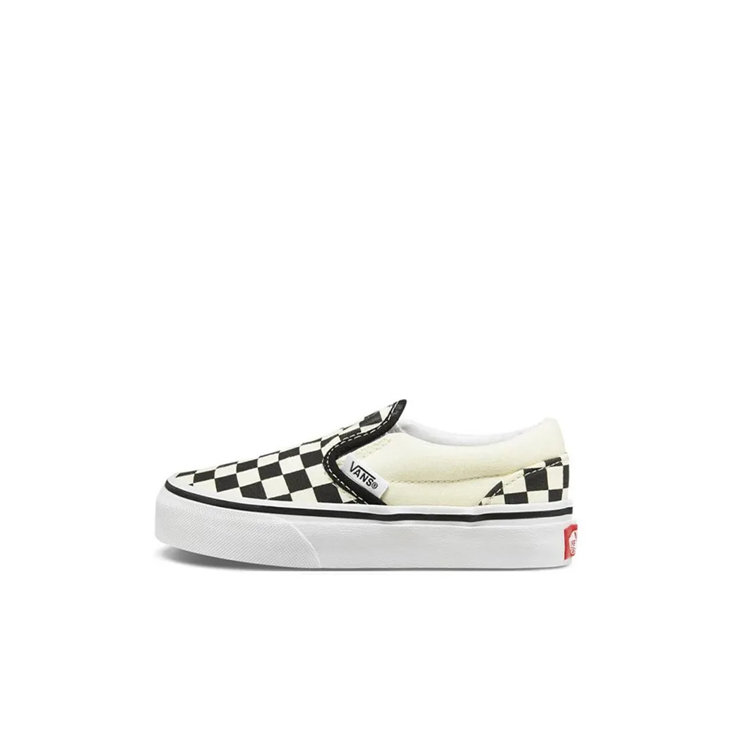 Vans Classic Slip On Дышащий Низкий Топ Детские Скейтбординги Черно-белая Шахматка Дети Возрастом 3-7 Лет