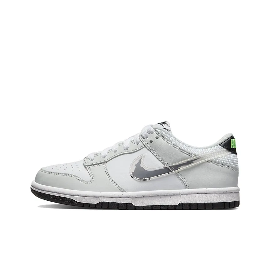 Nike Dunk Low Glitch Swoosh White Grey GS