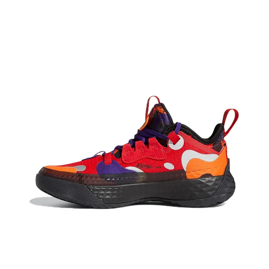 Adidas Harden Vol.5 J Wear-Resistant Slip-Resistant Low-Top Performance Basketball Shoes Red Orange Purple Teenagers