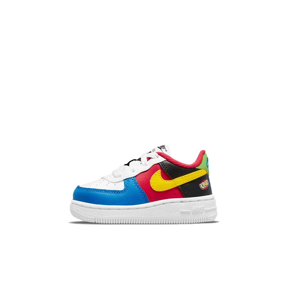 Uno x Nike Air FORCE 1 Устойчивая к истиранию Низкая Обувь для малышей Синий Белый Красный Детский