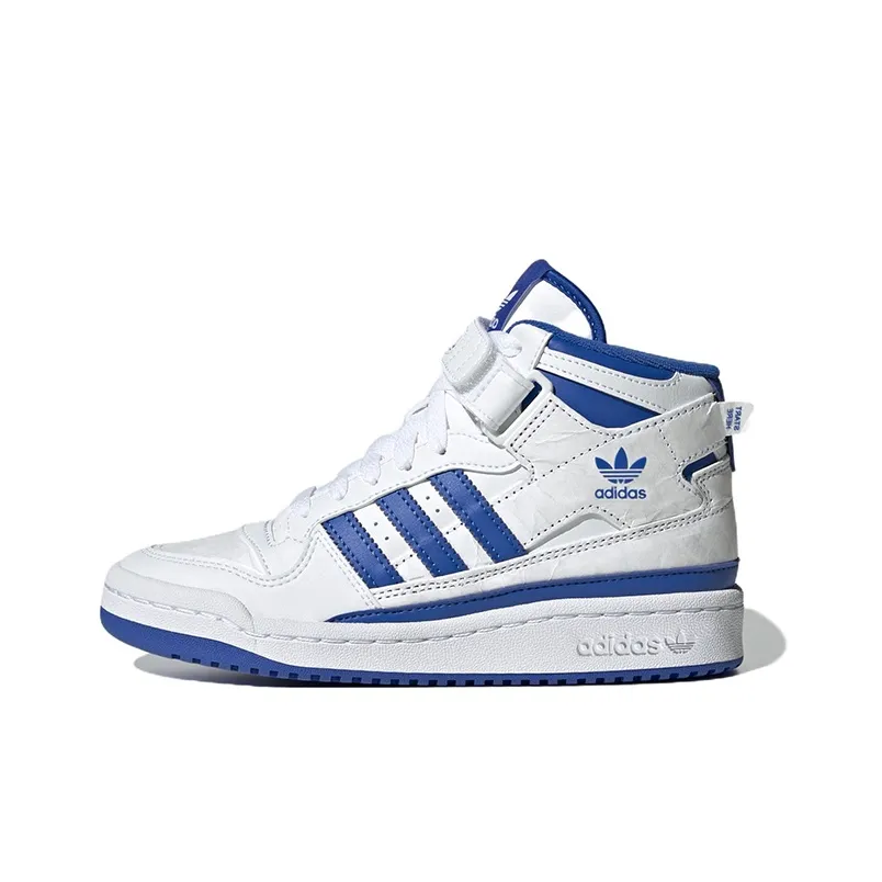 Adidas Originals Forum Mid J MID Топ Детские Скейтбординги Белый Синий Подростки
