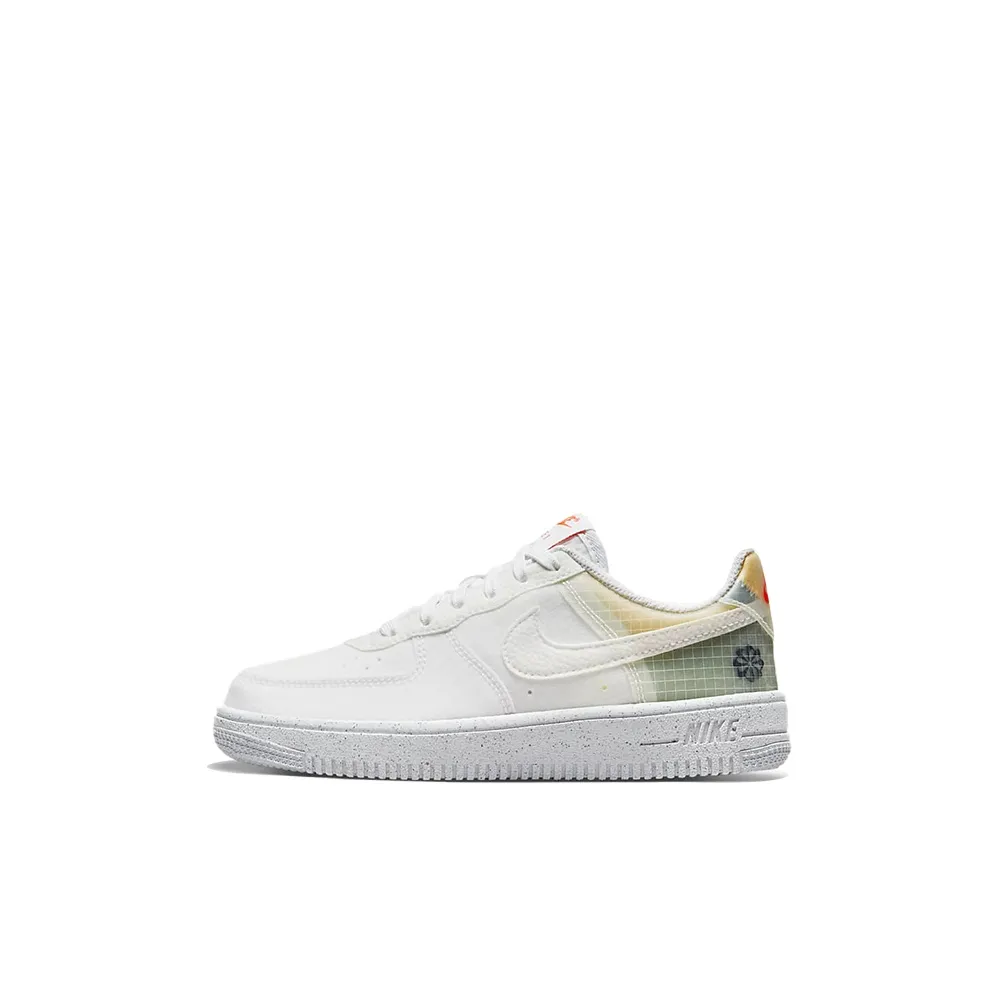 Nike Air FORCE 1 Carter Устойчивые к истиранию Низкие Кроссовки для скейтбординга Белый Оранжевый Для детей 3-7 лет