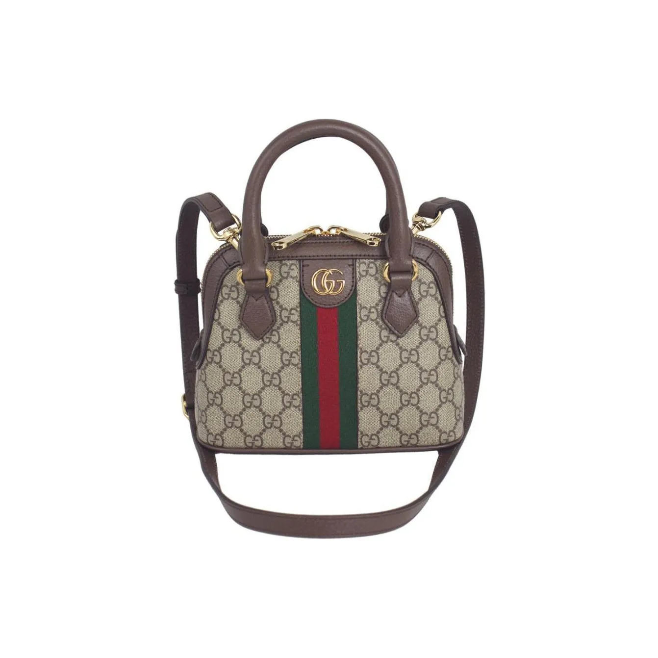 GUCCI Ophidia Canvas With Leather Binding One Shoulder Crossbody Canvas Bag, Handbag Mini Women's Brown