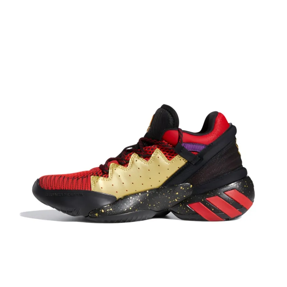 Adidas D.O.N. Issue #2 J Mitchell Breathable Low Top Children's Basketball Shoes Black Red Gold