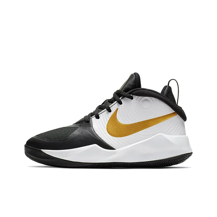 Nike Team Hustle D 9 MID Топ Детские Баскетбольные Кроссовки Черный Белый Золото