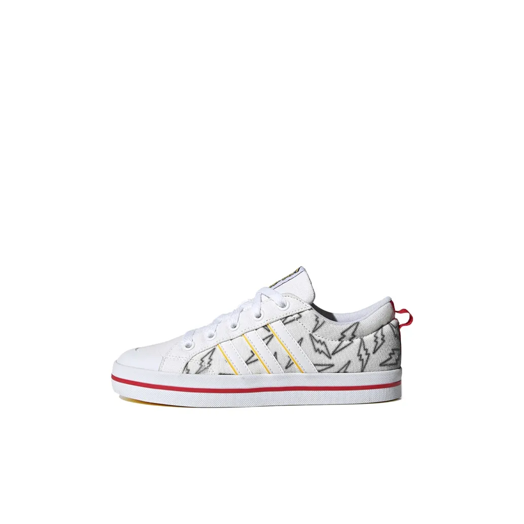 Pokemon x Adidas Neo Bravada Pikachu Breathable Low Top Kids' Skateboarding Shoes White Yellow Red Kids'