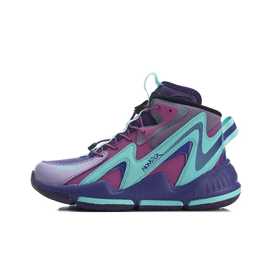 LINING YOUNG Monster 0,2 Амортизация Устойчивость к износу Высокий Отскок Баскетбольные кроссовки Синий Фиолетовый