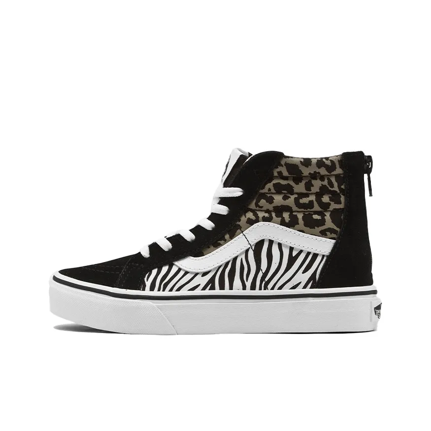 Vans SK8 Zip Casual High Top Kids' Skateboarding Shoes Black Leopard Print Teenagers