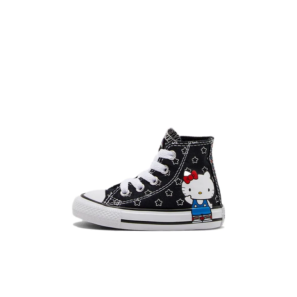 Hello Kitty x Converse Chuck Taylor All Star Устойчивая к истиранию высокая обувь для малышей Черный Белый Для малышей и детей раннего возраста