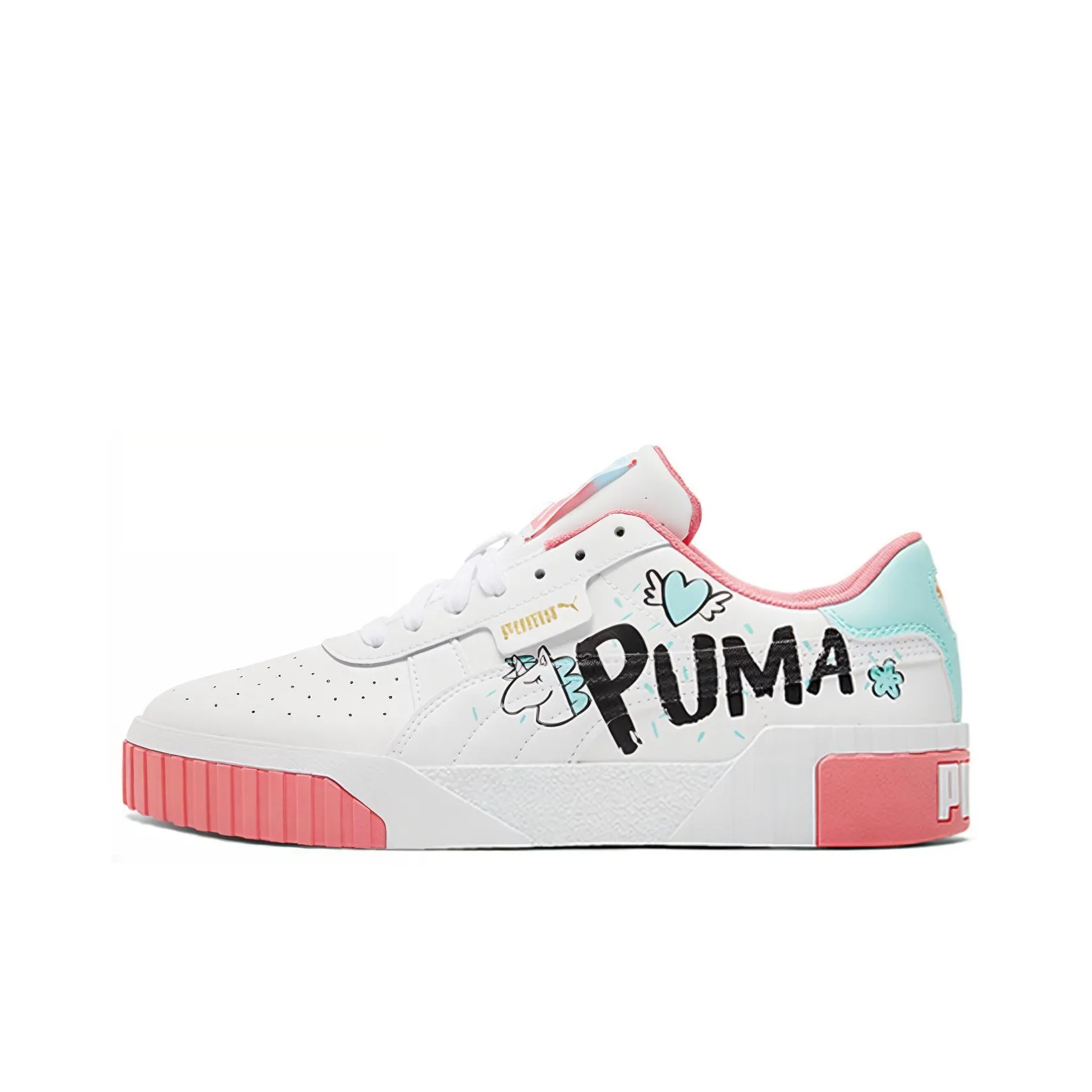 PUMA Низкий Топ Детский Скейтбординг Белый Зеленый Розовый