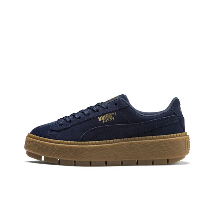PUMA Suede Platform Trace Velor Low Топ Детские Скейтбординги Темно-синий Подростки