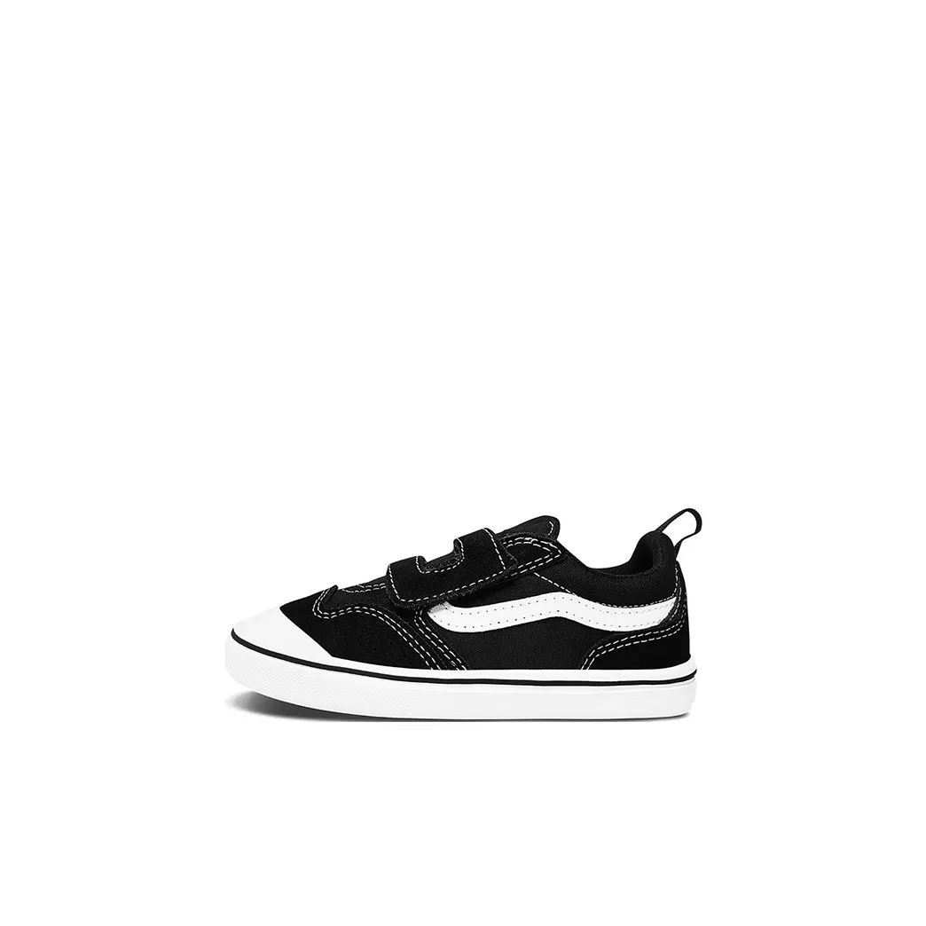 Vans Comfycush Новый Skool V Low Топ Обувь для малышей Черный белый Infant And Toddler