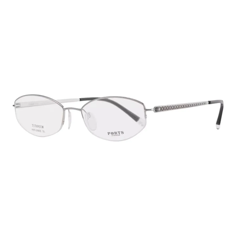 PORTS Титановый сплав Овал Оправы для очков Женские Серебристые