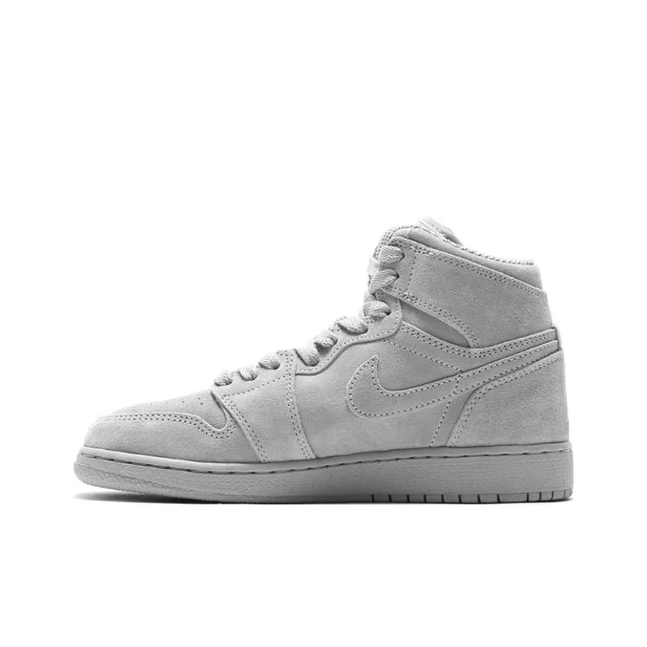 Jordan Air Jordan 1 Ретро High GREY Замша High Топ Детские Баскетбольные кроссовки Серый Подростки