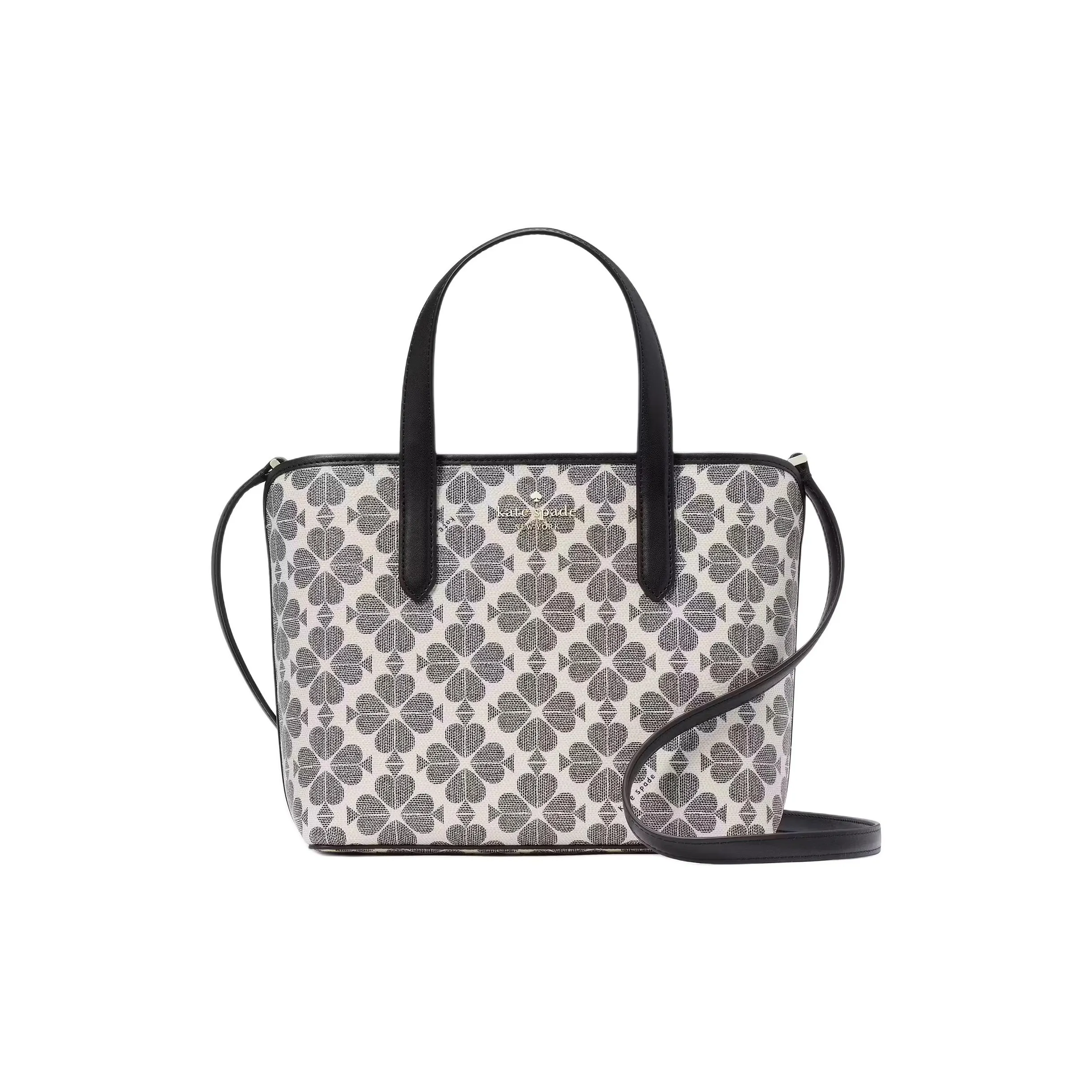 Kate Spade Spade Flower PVC Tote Bag Shopping Bag Crossbody One Shoulder Handbags Mini Women's Gray & White
