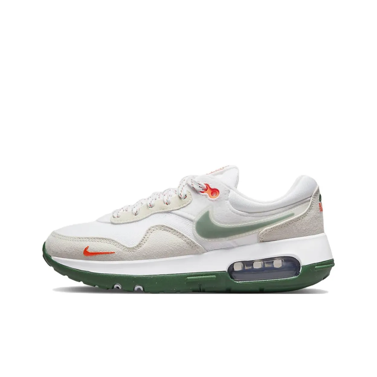Nike Air Max Motif Low Top Kids' Running Shoes White Gray Green Teenagers