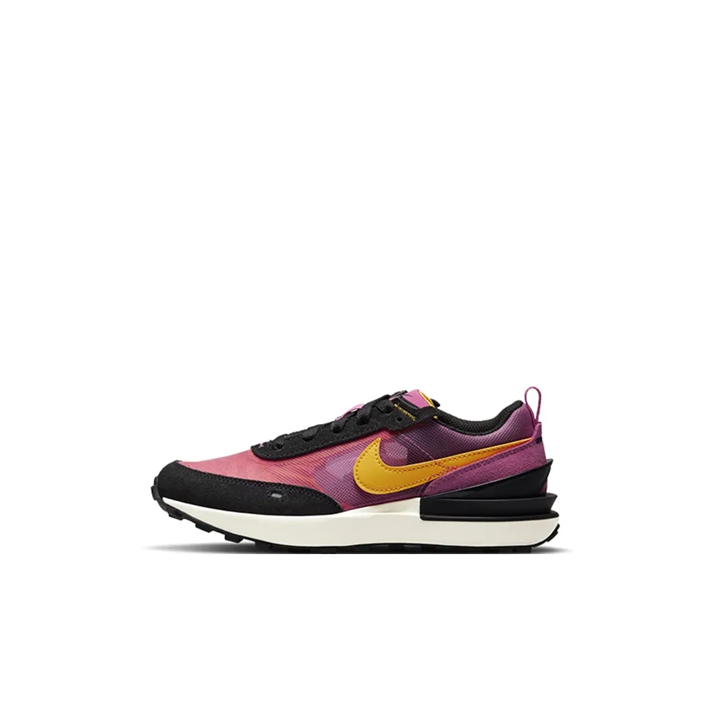 Nike Waffle One 'Active Fuchsia' Breathable Cushioning Low Top Casual Shoes Black Purple Gold Kids'