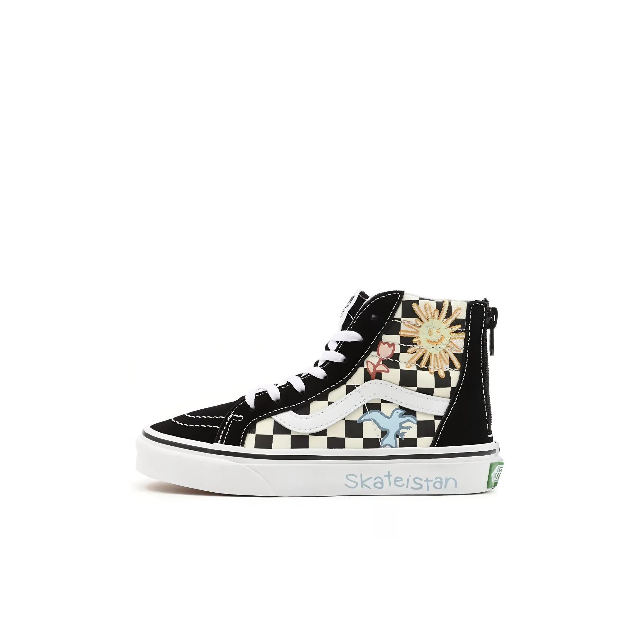 Vans SK8 Zip High Топ Детские Скейтбординги Черный белый для детей 3-7 лет