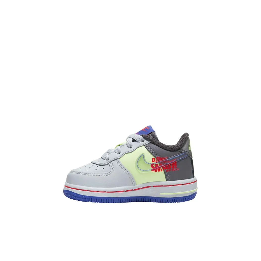 nike FORCE 1 LV8 Нескользящий Легкий Низкий Топ Обувь для малышей Серый Зеленый Infant Wa Toddler
