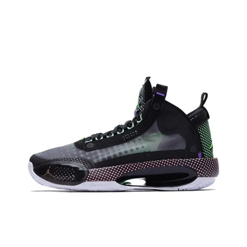 Jordan Air Jordan 34 GS 'Halftone Dots' Mid Top Children's Basketball Shoes Gray Green