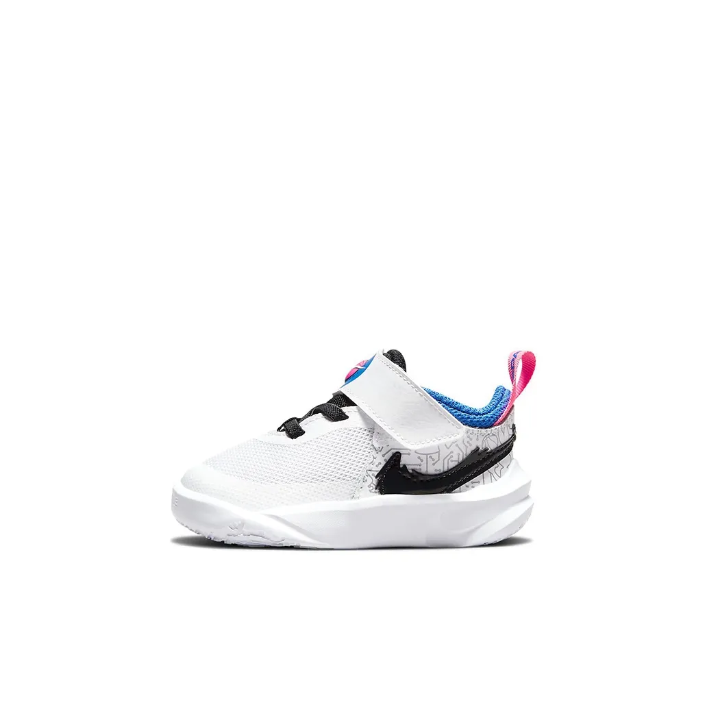 Space Jam x Nike Team Hustle D 10 SE Устойчивые к истиранию низкие баскетбольные кроссовки Белый Черный Синий для малышей и детей младшего возраста