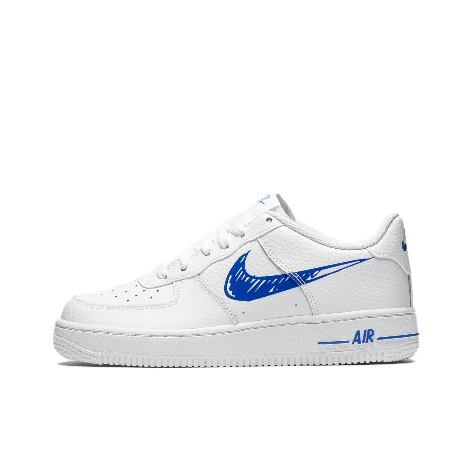Nike Air FORCE 1 Удобный и Универсальный Устойчивый к Износу Низкий Топ для Детей Скейтбординг Белый Синий
