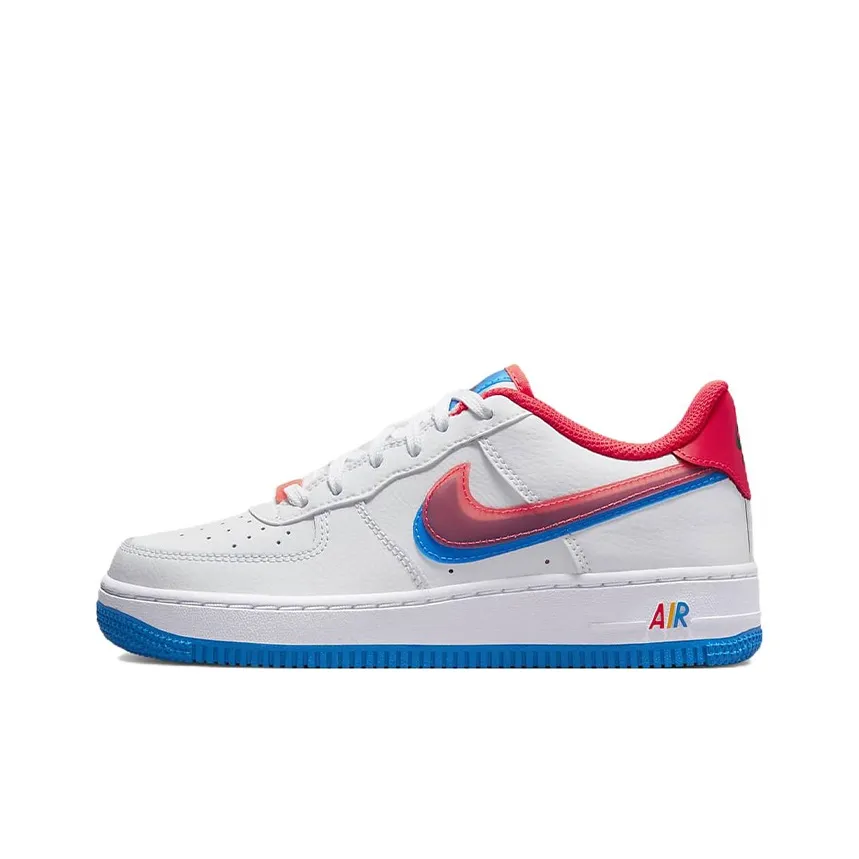 Nike Air FORCE 1 LV8 Slip-resistant Abrasion-resistant Low Top Детские Скейтбординг Белый Синий Красный Черный