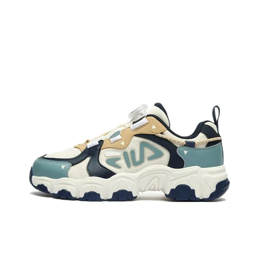 FILA KIDS Кошачья лапа Обувь Противоскользящая Устойчивая к износу Низкий Топ Детская Беговая Обувь Белый Зеленый