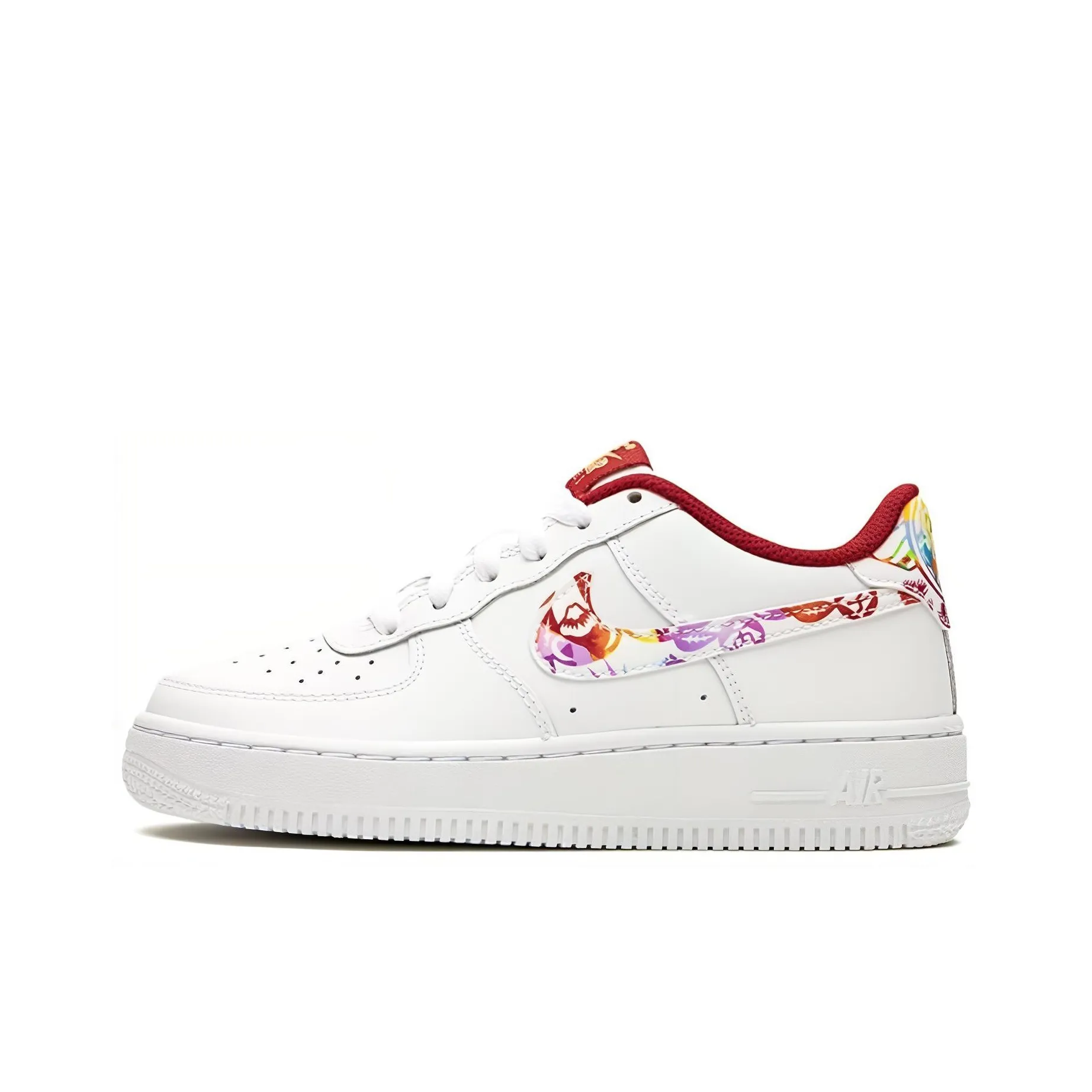 Nike Air FORCE 1 CNY Амортизация Износостойкий Низкий Топ Детские Скейтбординги Белый