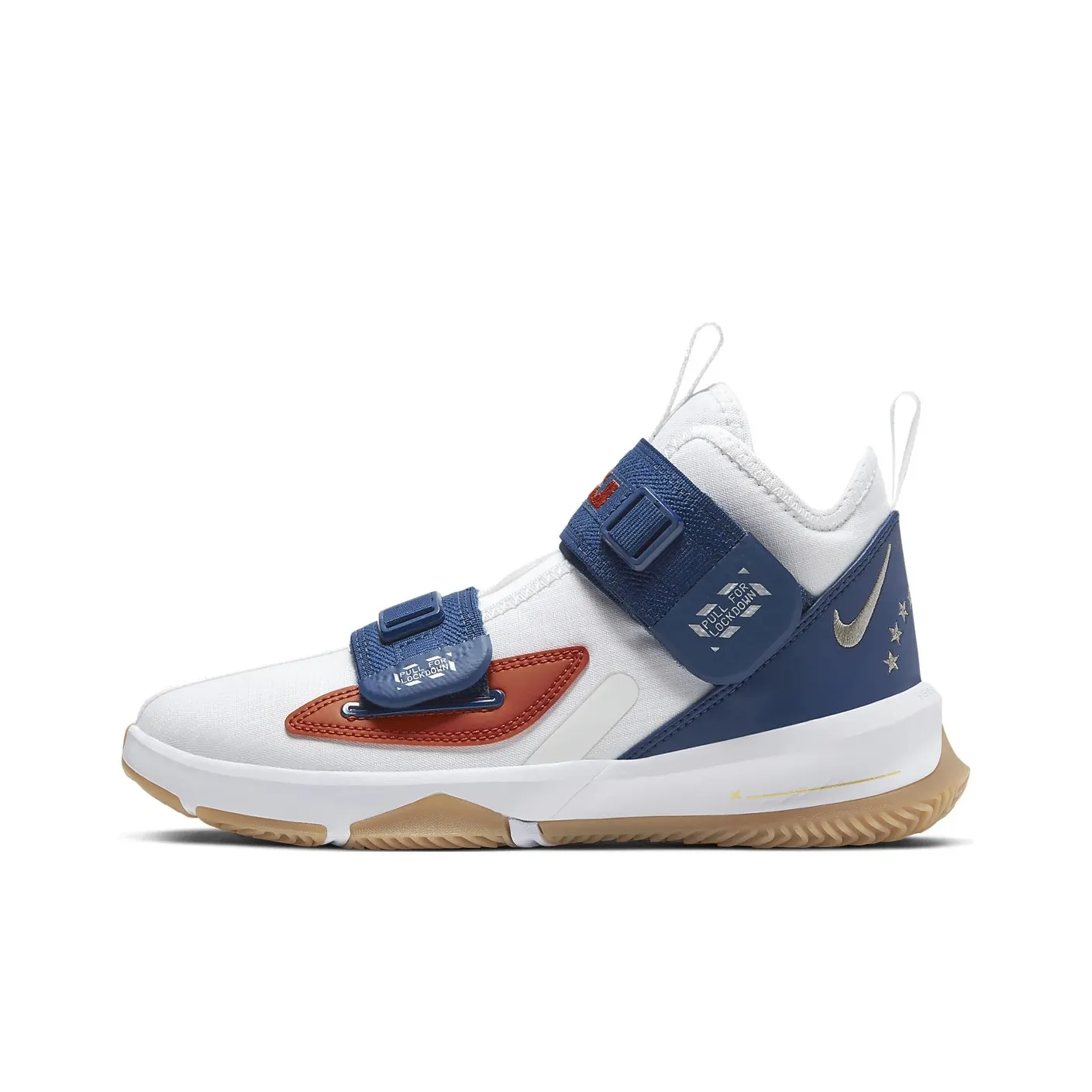 Nike Zoom Soldier 13 LA Амортизация Износостойкие Высокие Баскетбольные Кроссовки для Игры Белый Синий Подростки