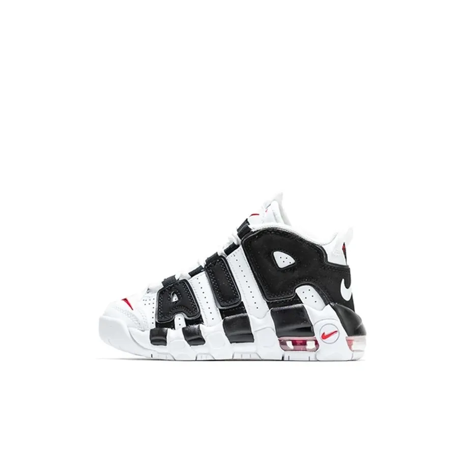 Nike Air More Uptempo Амортизация MID Топ Винтажные баскетбольные кроссовки Черный белый Для детей 3-7 лет