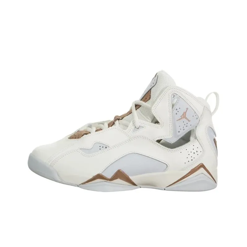 Jordan Air Jordan 7 True Flight Slip Resistant Cushioning High Top Children's Basketball Shoes White Upgraded Teenagers