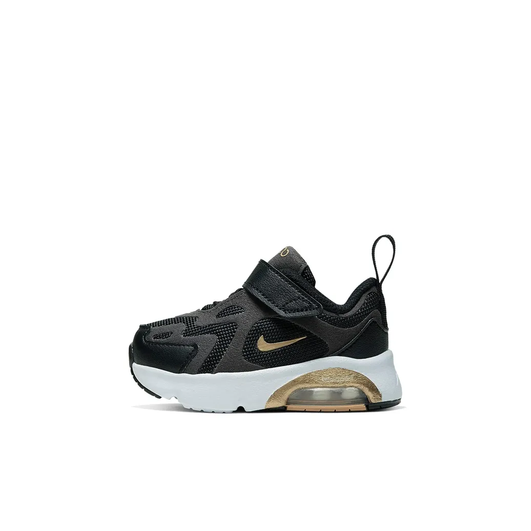 Nike Air Max 200 Low Топ Беговые кроссовки Черный золотой Для малышей и детей дошкольного возраста