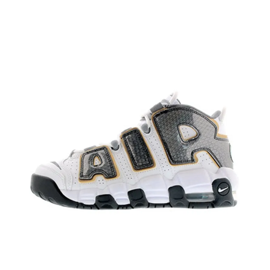 Nike Air More Uptempo Slip-resistant Abrasion-resistant MID Топ Детские Баскетбольные кроссовки Серый Белый
